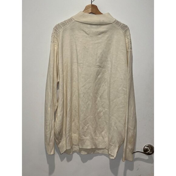 Stacy Adams Ivory Cable Zip-up Sweater Men's Size XXL Classy - Picture 2 of 9